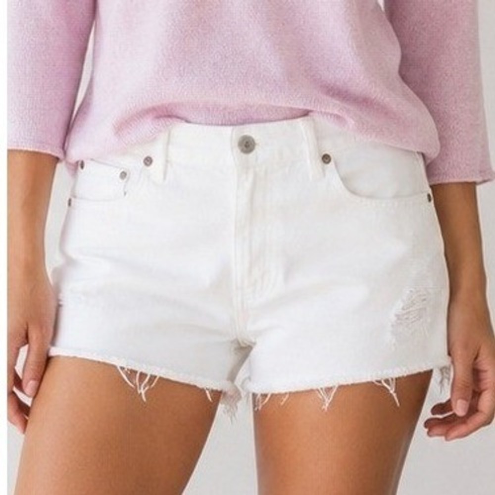 AGOLDE Parker Vintage Cut Off Shorts White High Rise Denim Size 32 US 10-12